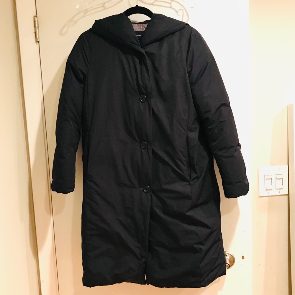 Dark Navy button down puffer with hoodie